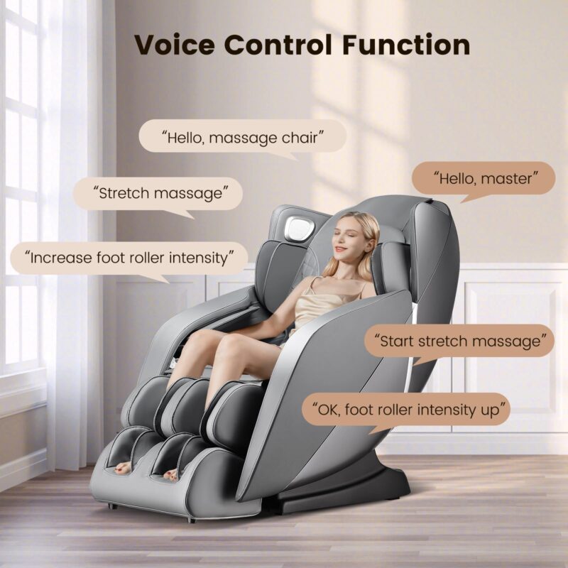 COSTWAY 3D SL Track Massage Chair, Zero Gravity, Heat, Airbags, Bluetooth, Grey (New)