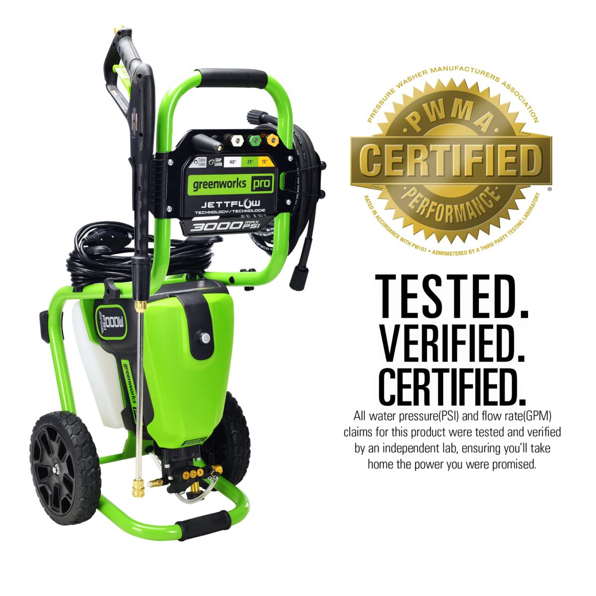 Greenworks 3000 PSI (1.1 GPM) TruBrushless Electric Pressure Washer (PWMA Certified) (New)