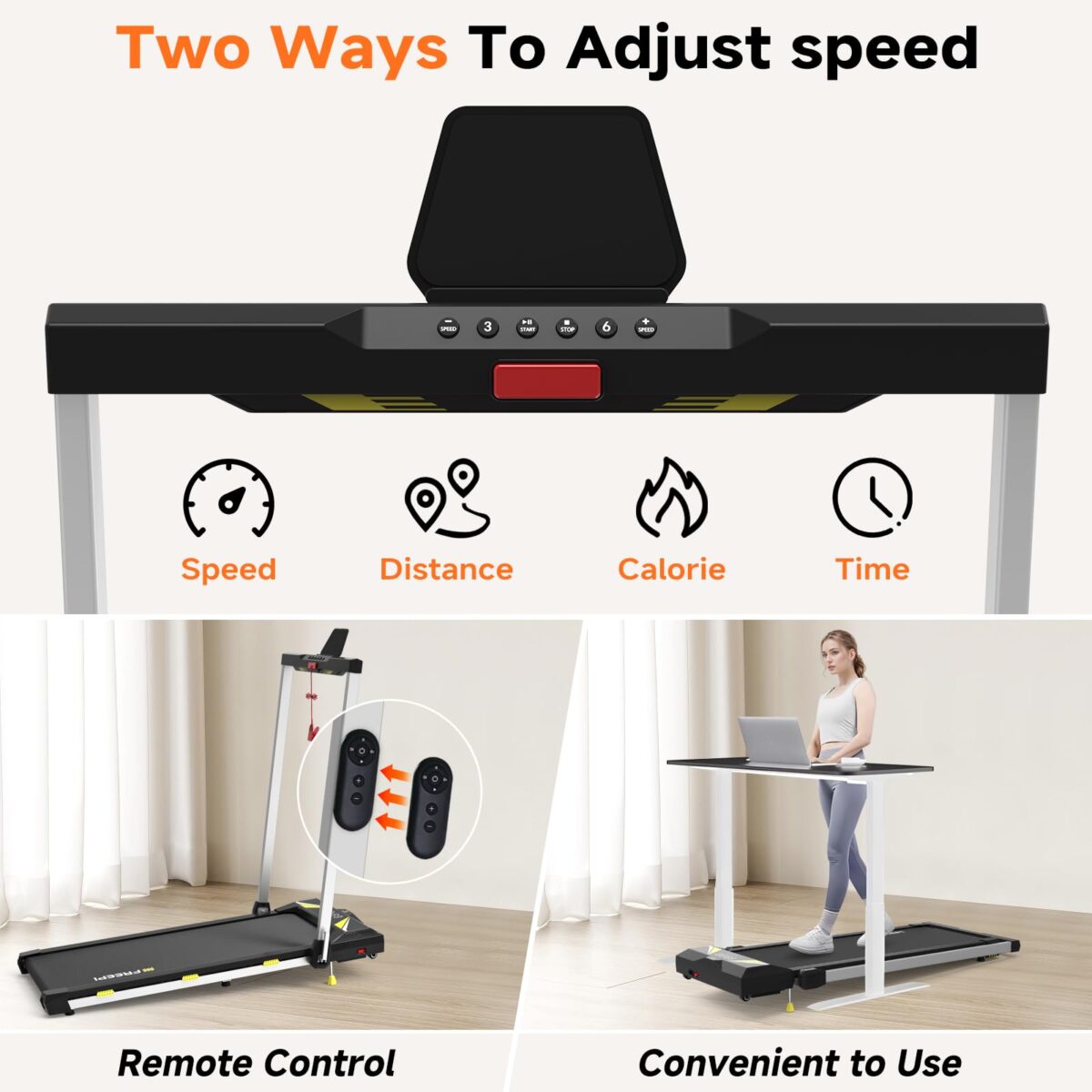 Folding Treadmill with Incline: 4-in-1, 2.5HP, LED Display, Phone Holder (New)