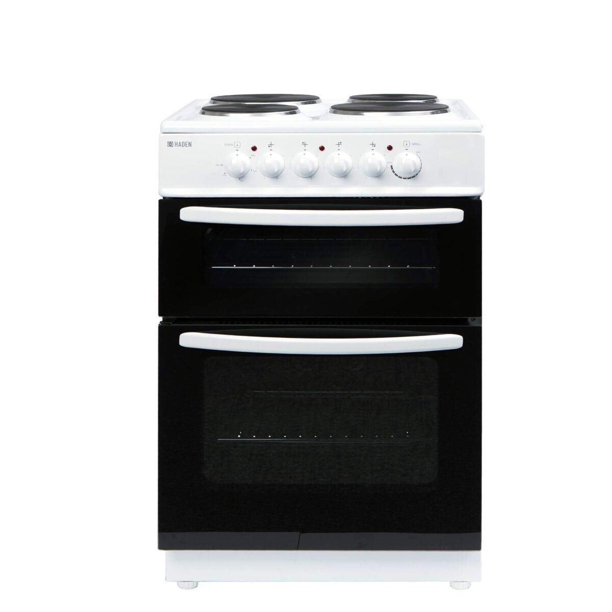 Haden 60cm Electric Cooker, 4 Solid Plate Rings, Double Oven, 1000W Grill, Easy Clean. (New)