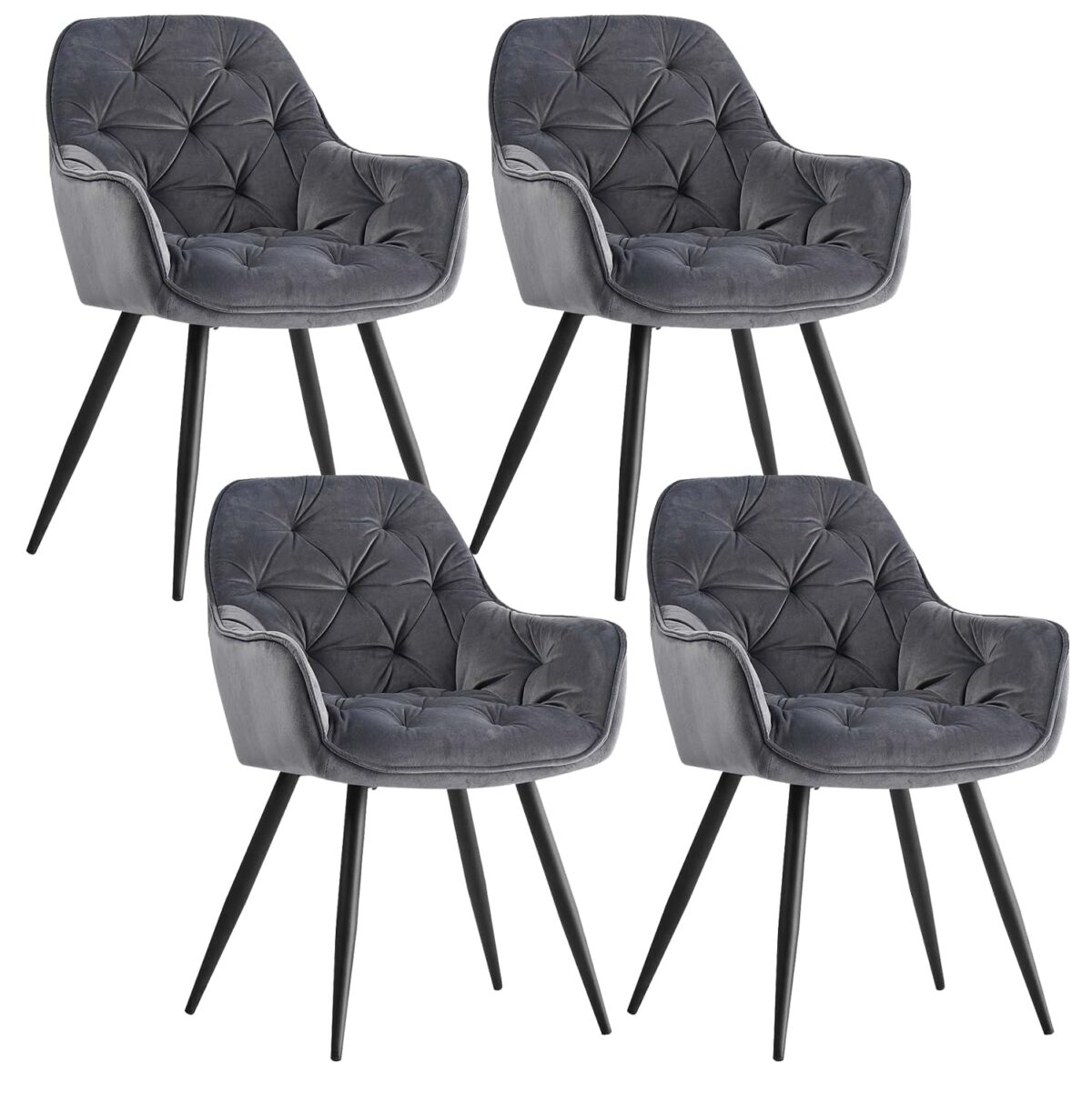 AINPECCA Velvet Dining Chairs with Metal Legs, Set of 4 (New)