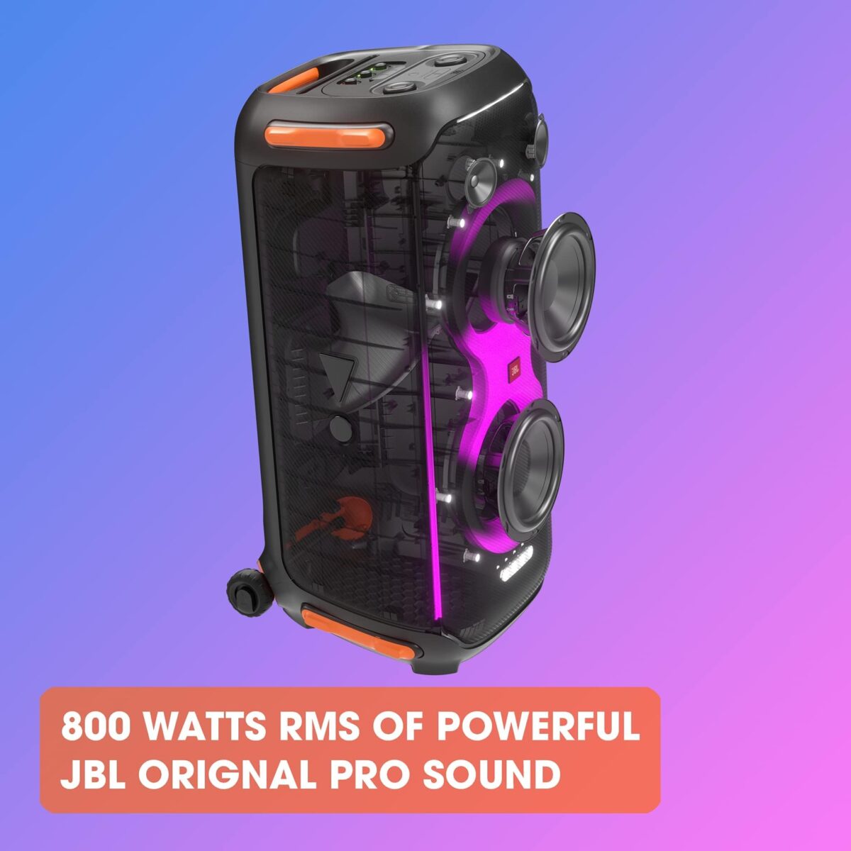 JBL PartyBox 710: Portable Speaker, Built-in Lights, IPX4, Deep Bass, Wheels. (New)