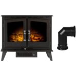 Adam Woodhouse Electric Stove in Black with Angled Stove Pipe (New)