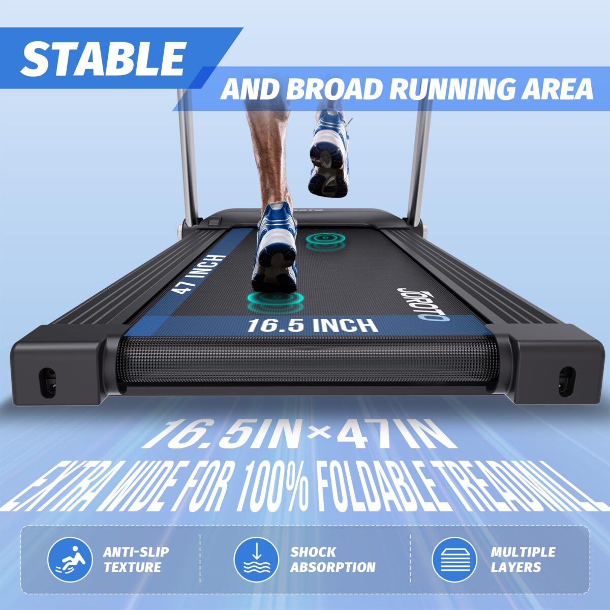 JOROTO Foldable Treadmill: 2.5HP, 265Lbs Capacity, Bluetooth, 9 Programs. (New)