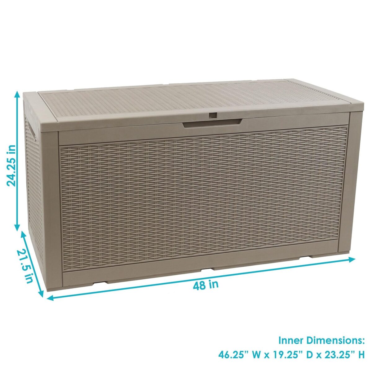 100 gal Faux Rattan Patio Storage Box with Handles Gray (New)