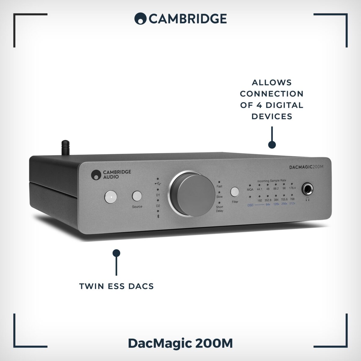 Cambridge Audio DacMagic 200M, MQA DAC & Headphone Amp, Bluetooth, Lunar Grey (New)