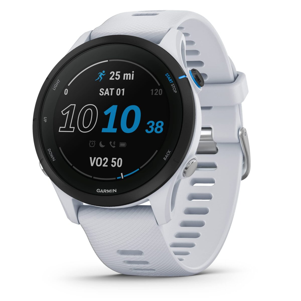 Garmin Forerunner 255, GPS Running Smartwatch, Music, 14-day Battery, White. (New)