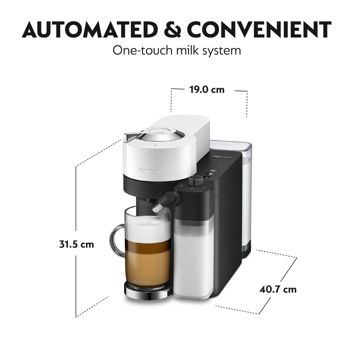 De'Longhi Nespresso Vertuo Lattissima, Automatic Coffee Machine, Milk Frother, Matt White (New)