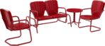 Crosley Ridgeland 4-Piece Retro Metal Outdoor Loveseat Set, Red Gloss (New)