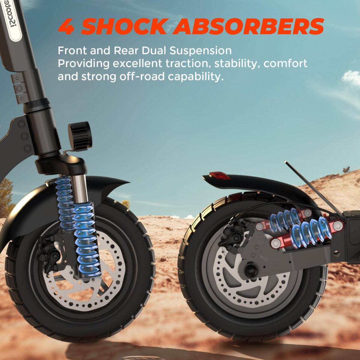 iScooter iX3/iX4 Electric Scooter: 40-45KM Range, 10" Tires, 4 Shock Absorbers (New)