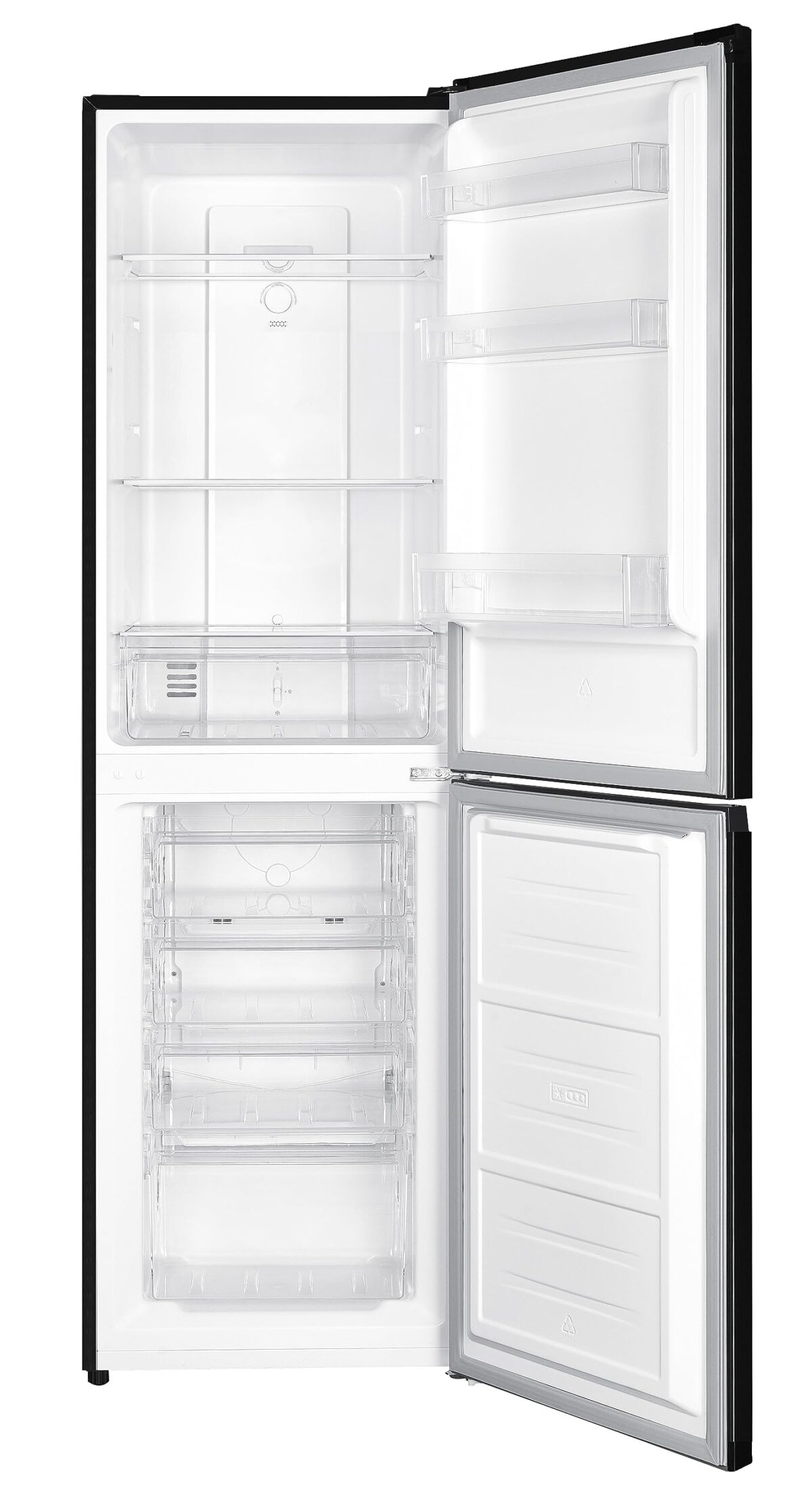 Cookology CFF2475050BK 244L Frost-Free 50/50 Fridge Freezer, Adjustable Temp, Black (New)