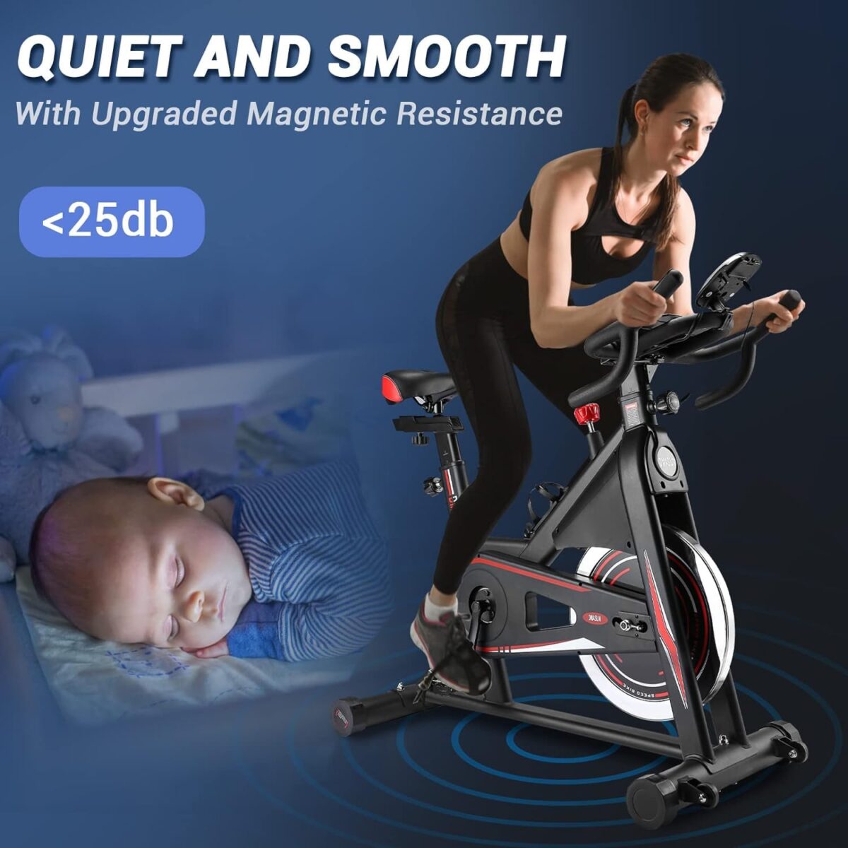 DMASUN Exercise Bike, Magnetic, LCD Display, 350LB Capacity (New)