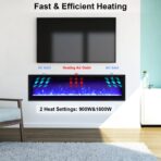 INMOZATA 152cm Electric Fireplace, Wall Mounted, LED Flame, Remote (New)