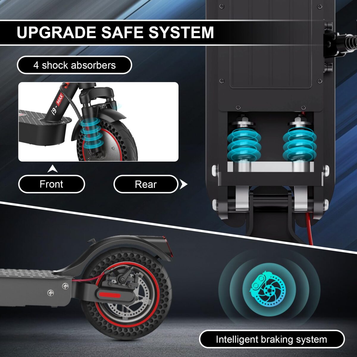 iScooter i9MAX Electric Scooter: 30-40KM Range, 10” Tires, Dual Shock, APP (New)