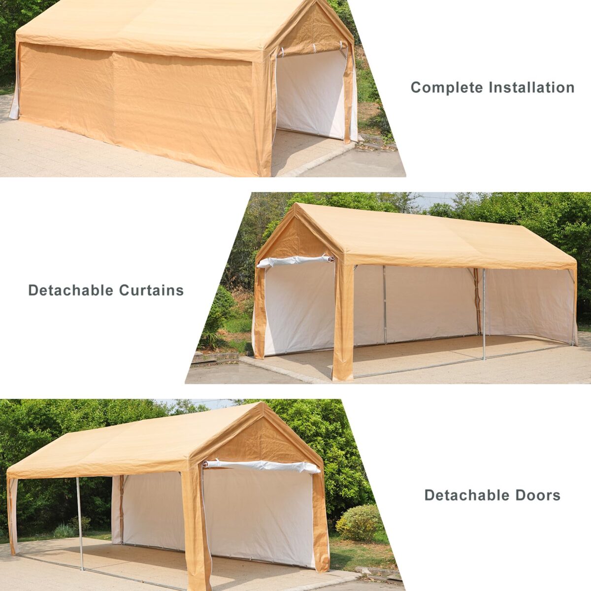 Carport Canopy 10x20 ft, Heavy Duty, Portable Garage, Removable Sidewalls (New)