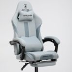 GTPLAYER Fabric Gaming Chair, Ergonomic, Footrest, Lumbar Support, White. (New)