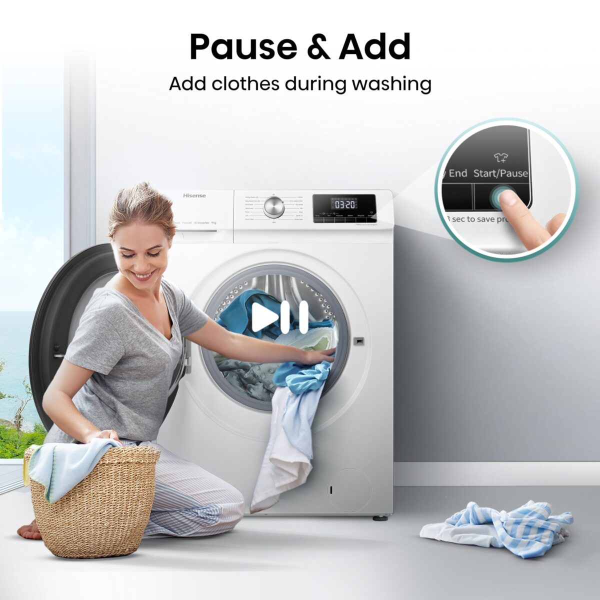 Hisense 9KG Front Load Washing Machine, 1400 RPM, A Rated (New)