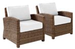 Crosley Bradenton 2-Piece Outdoor Chair Set, Wicker, Sunbrella Cushions, Brown (New)