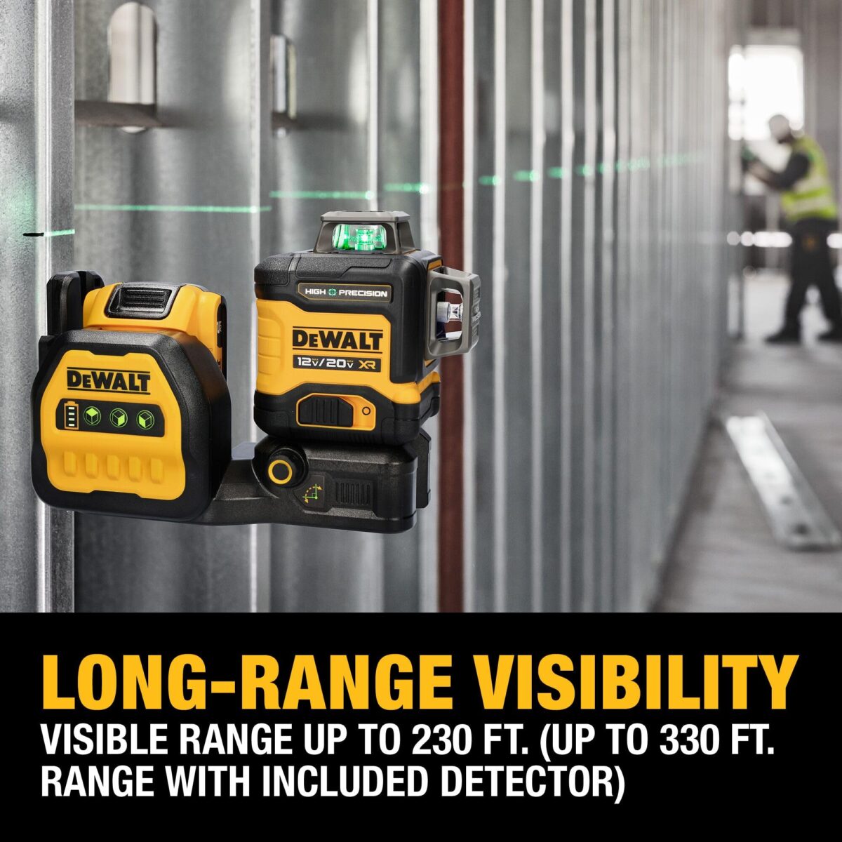 DEWALT 12V/20V MAX XR Line Laser, 3x360° Green, Battery & Charger Included (DCLE34033D1) (New)