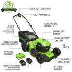 Greenworks 48V 21" Brushless Cordless Self-Propelled Lawn Mower, 2x 5.0Ah Batteries. (New)