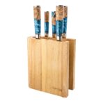 Katana Elements 6-Piece Knife Set: VG-10 Damascus, Ocean Blue, Olivewood. (New)