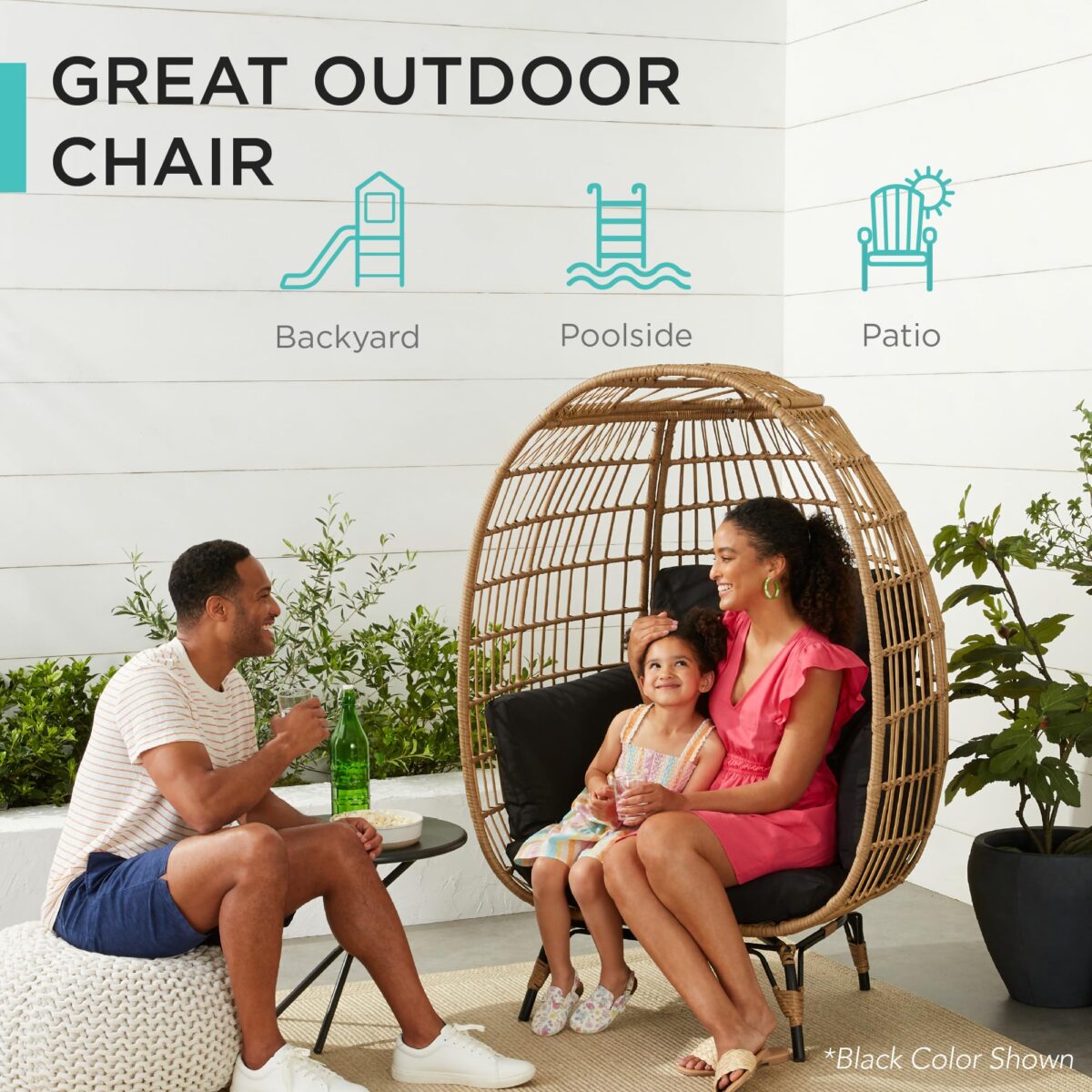 Best Choice Wicker Egg Chair: Oversized Lounger, 440lb Capacity, 4 Cushions. (New)