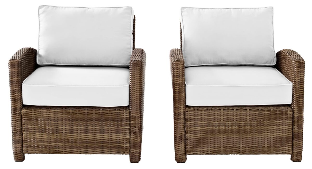 Crosley Bradenton 2-Piece Outdoor Chair Set, Wicker, Sunbrella Cushions, Brown (New)