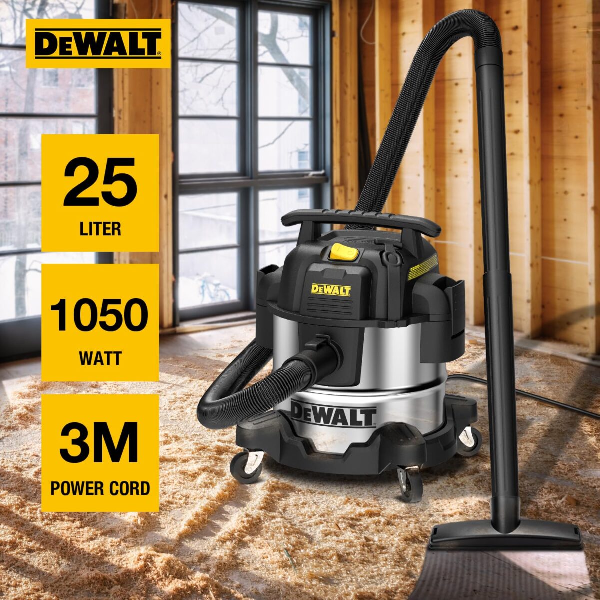 DEWALT 25L Stainless Steel Wet/Dry Vacuum w/ Blowing Function (New)