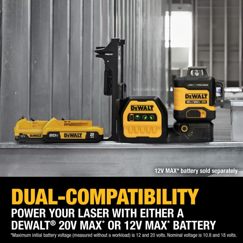 DEWALT 12V/20V MAX XR Line Laser, 3x360° Green, Battery & Charger Included (DCLE34033D1) (New)