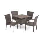 Christopher Knight Home Wesley Outdoor Wicker Dining Set, 5-Pcs Set, Multibrown (New)