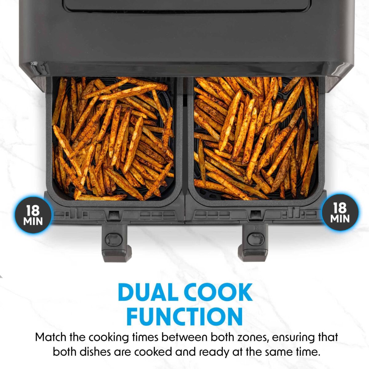 Baridi DH172 Dual Zone Air Fryer: 8L, 8-in-1, Oil-Free, Touch Control. (New)