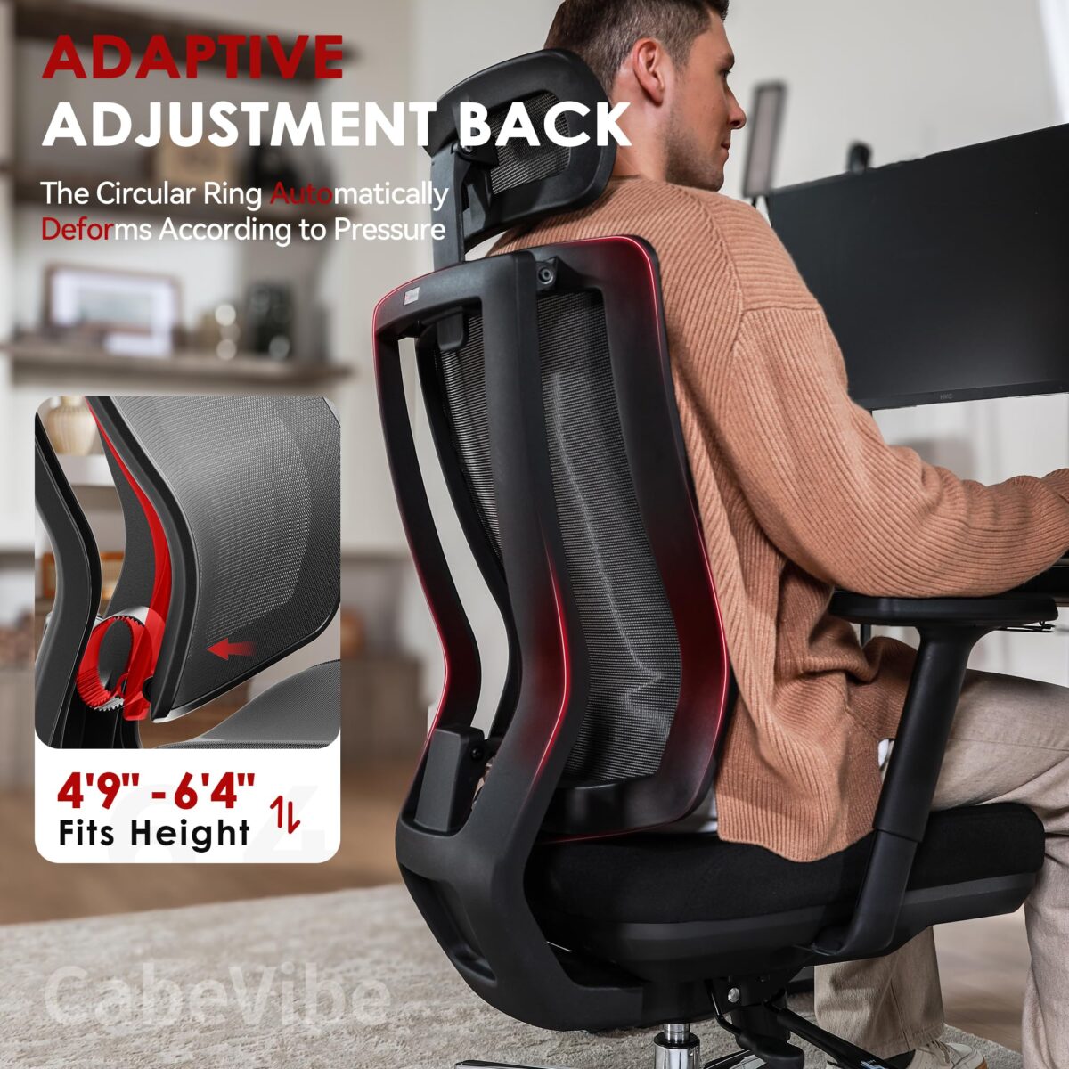 Ergonomic Office Chair: 400LB Capacity, Back Pain Relief, Adjustable Features (New)