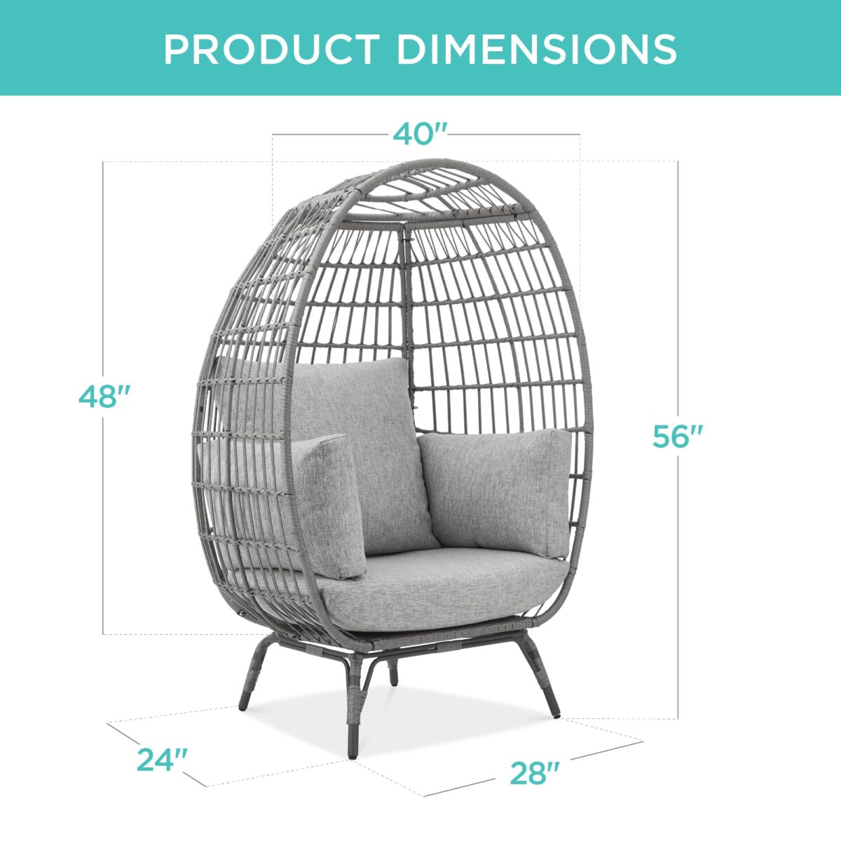 Best Choice Wicker Egg Chair: Oversized Lounger, 440lb Capacity, 4 Cushions. (New)