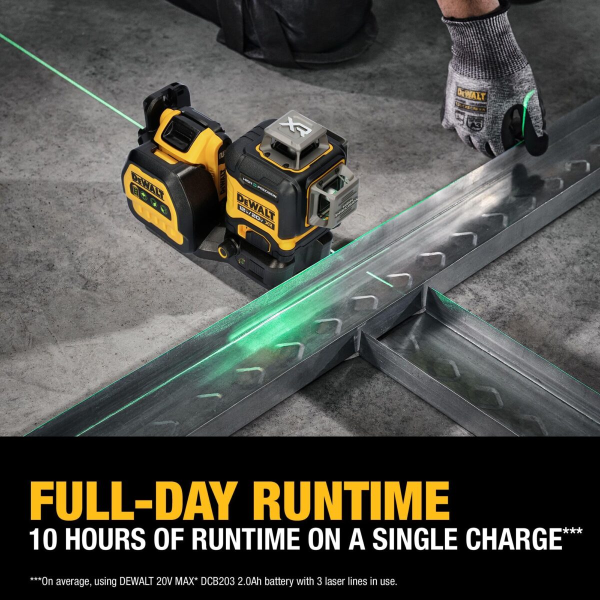 DEWALT 12V/20V MAX XR Line Laser, 3x360° Green, Battery & Charger Included (DCLE34033D1) (New)