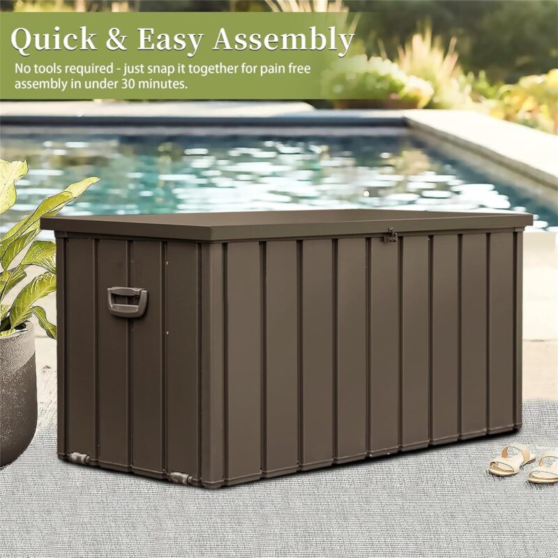 160 Gallon Waterproof Outdoor Storage Deck Box (Dark Brown) (New)