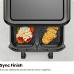 CHEFMAN 5.6L Dual Basket Air Fryer, 2100W, Digital, Sync Finish, Black (New)