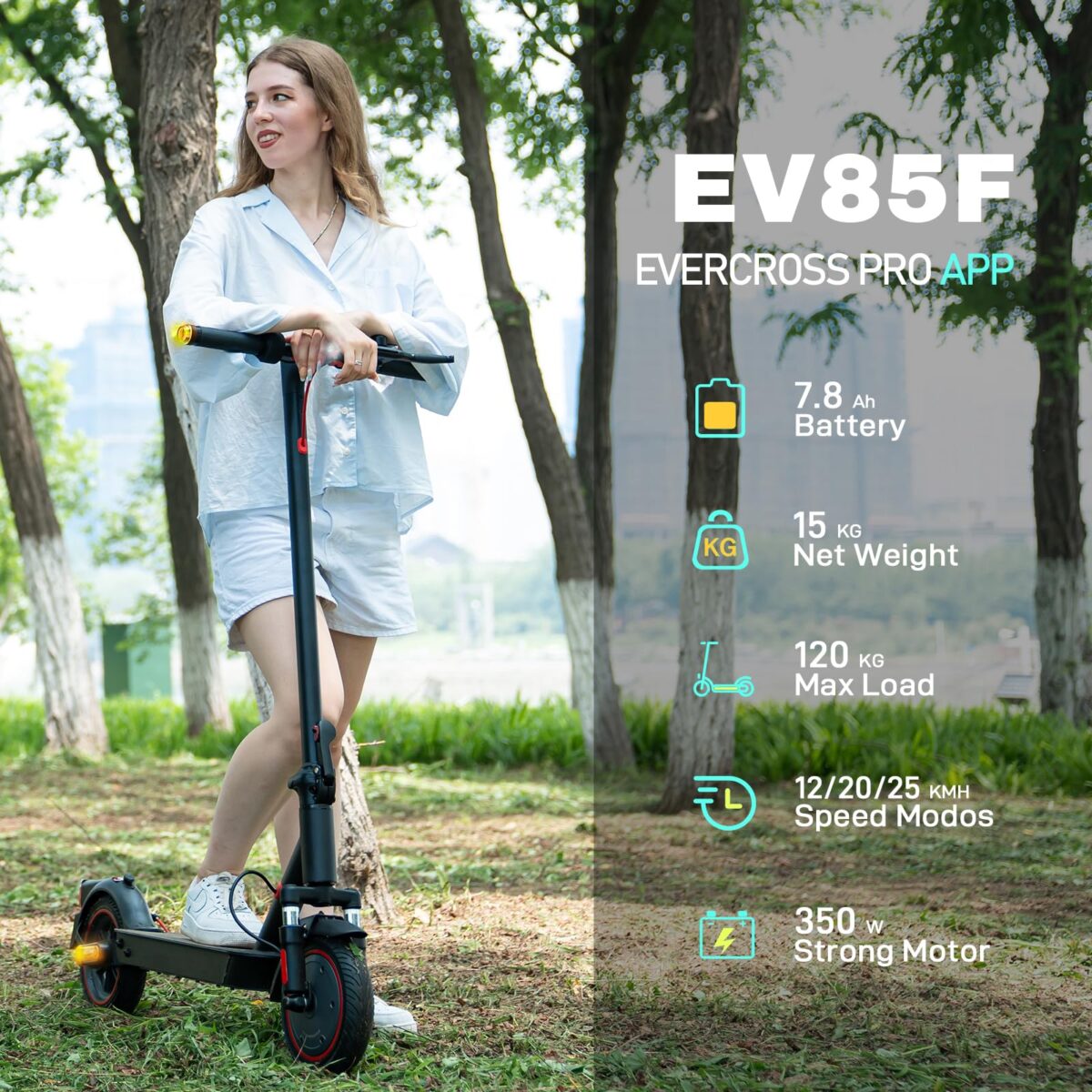 EVERCROSS EV85F Electric Scooter: 350W, Foldable, 3 Speed Modes, Dual Shock Absorbers (New)