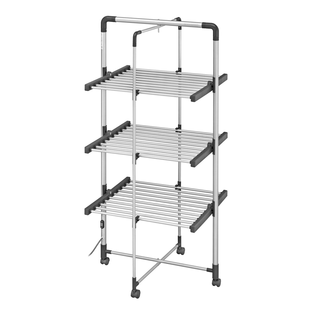 BLACK+DECKER 63091 3-Tier Heated Clothes Airer: Aluminium, Cool Grey. (New)