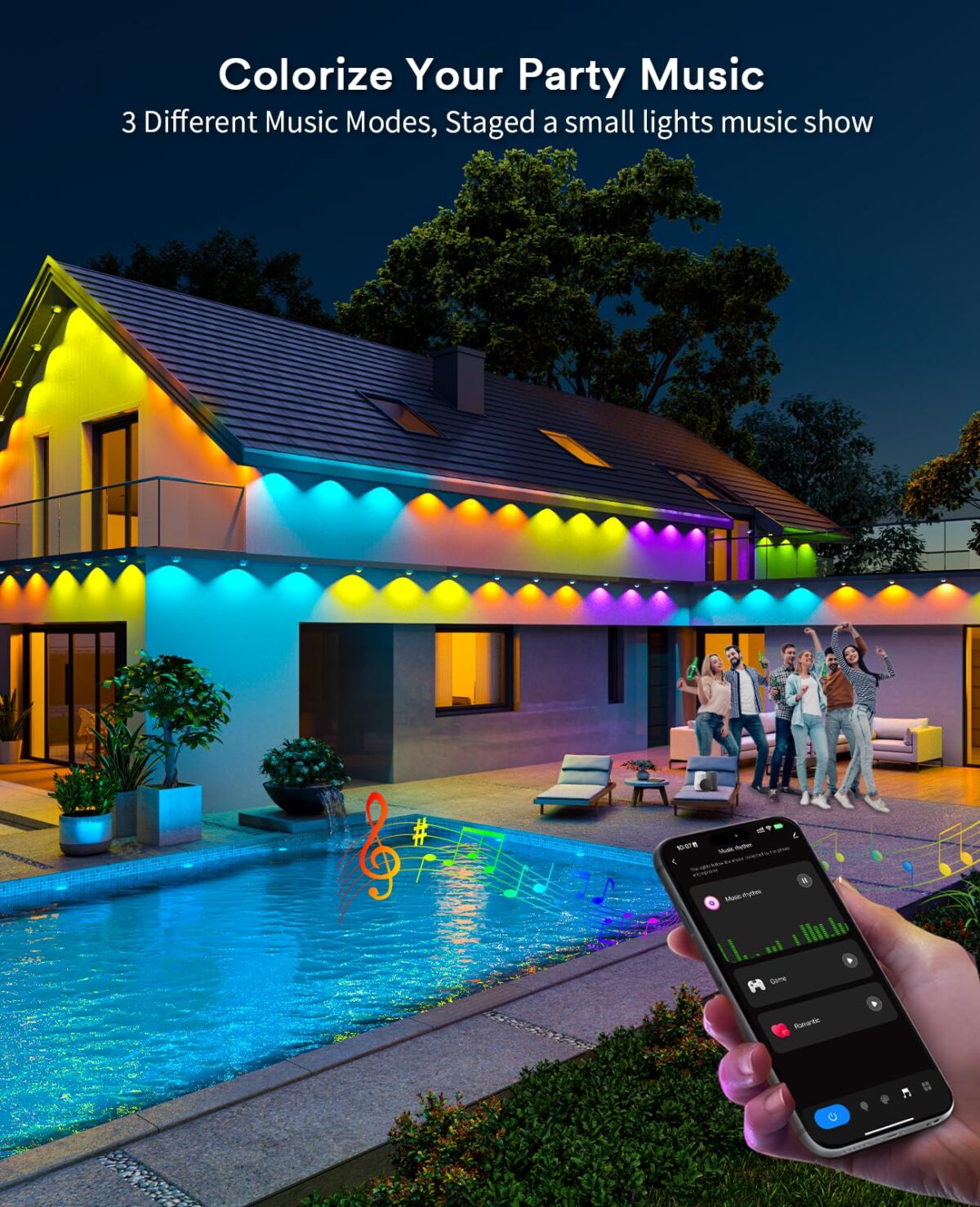 ANGELHALO 150ft Smart RGBAI Outdoor Lights, Works with Alexa (New)