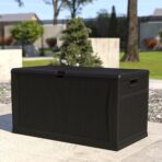 Flash Furniture 120 Gallon Plastic Deck Box: All-Weather Storage for Patio (New)