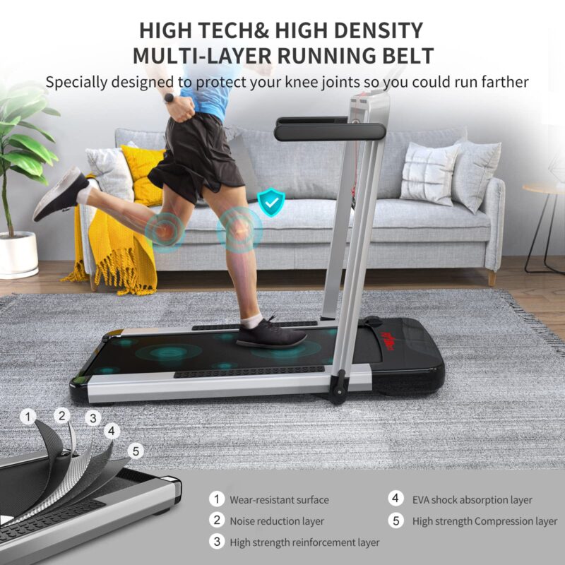 FLYLINKTECH 2-in-1 Folding Treadmill with Bluetooth & LCD (New)