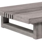 Armen Living Vivid Modern Outdoor Patio Coffee Table, Gray Eucalyptus (New)