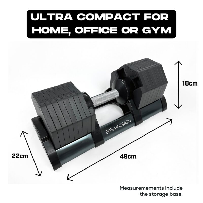 BRAINGAIN Adjustable Dumbbells 32kg, 16-in-1, Octagon Shape, Smart Click (New)