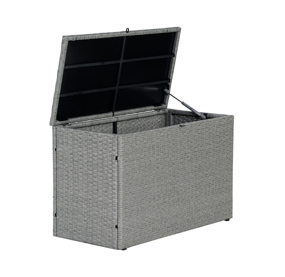 happimess TRK1000A Nino 31.5" Storage Box, Faux Wicker, Soft-Close, Gray. (New)