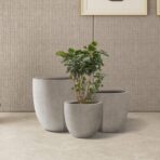 Kante 3-Piece Concrete Planters Set: 20", 16.5", 13.4" with Drainage Hole. (New)