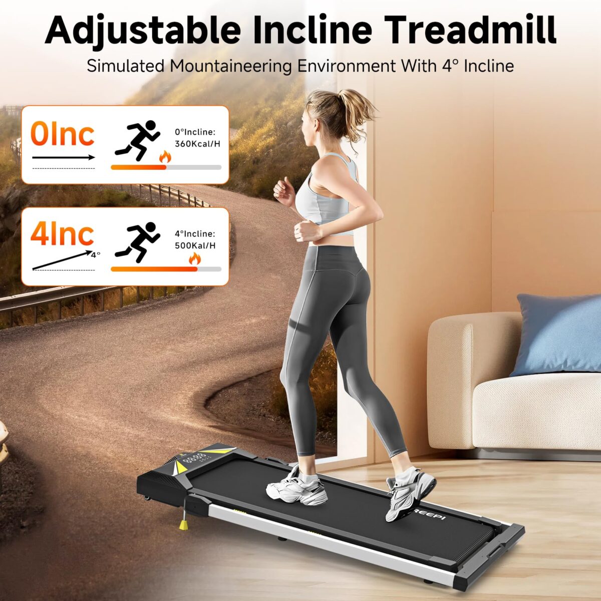 Folding Treadmill with Incline: 4-in-1, 2.5HP, LED Display, Phone Holder (New)