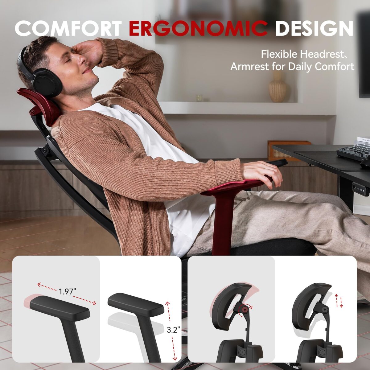 Ergonomic Office Chair: 400LB Capacity, Back Pain Relief, Adjustable Features (New)