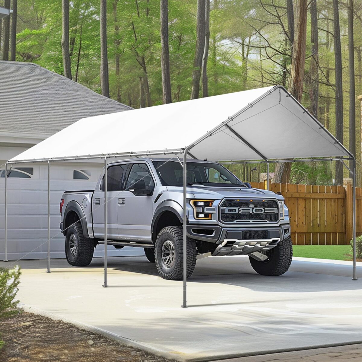 Carport Canopy 12x20 ft, Heavy Duty, Portable Garage, Adjustable Height, White (New)