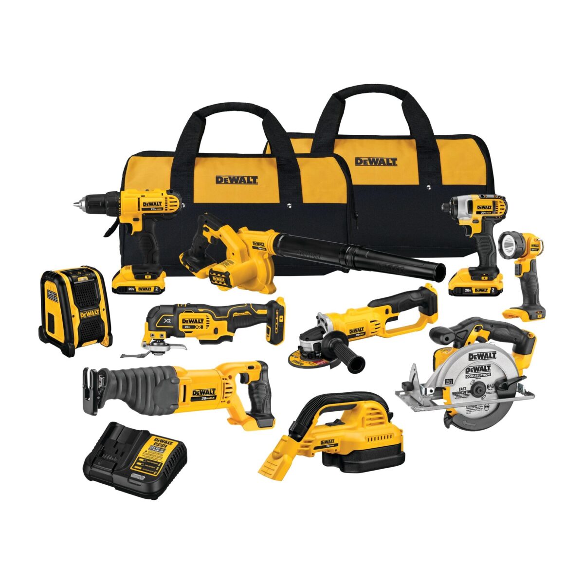 DEWALT 20V MAX 10-Tool Combo Kit w/ 2 Batteries & Charger (New)