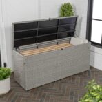 happimess TRK1000A Nino 31.5" Storage Box, Faux Wicker, Soft-Close, Gray. (New)